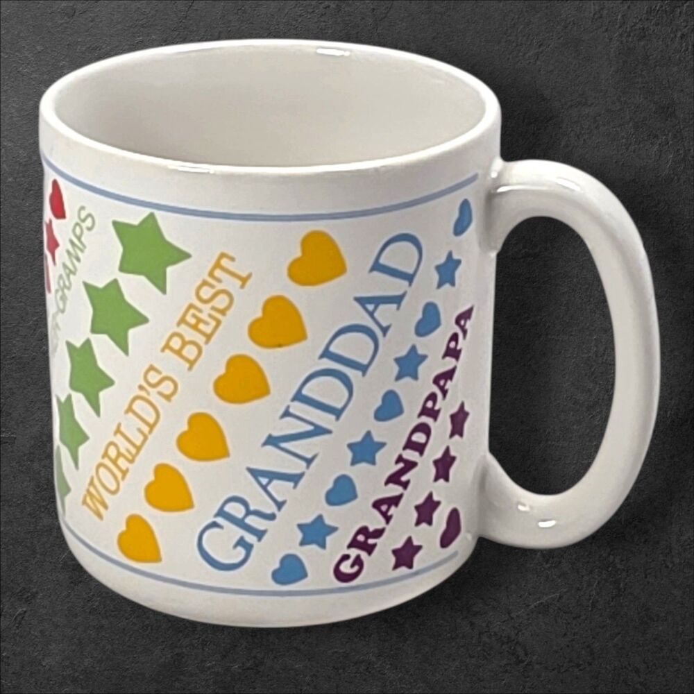Vintage American Greetings Grandpa Mug Rainbow Words Grandpop Stoneware Gift - Picture 3 of 7